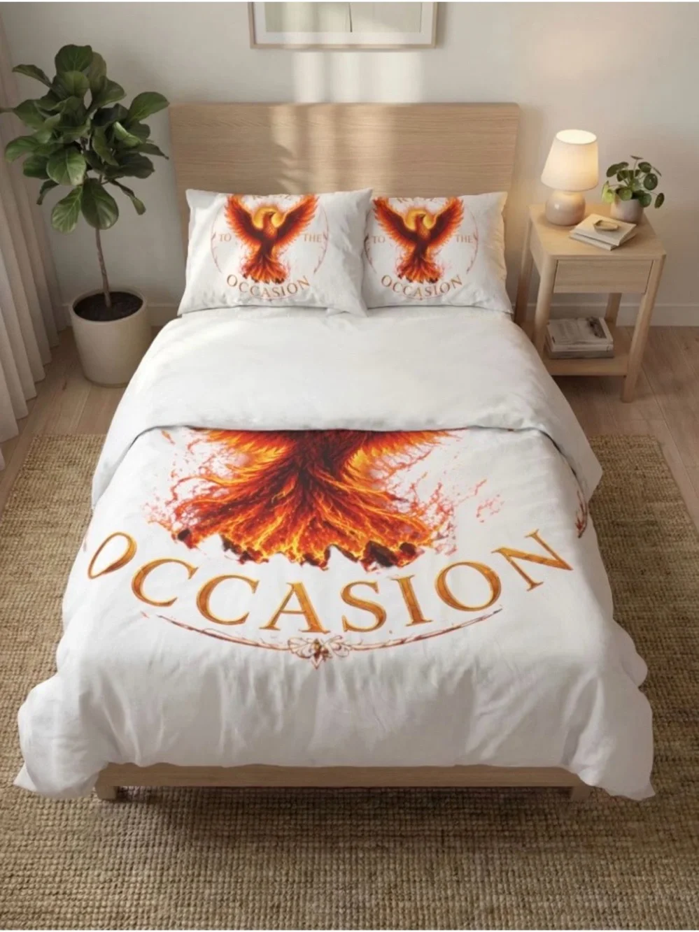 Rise to the Occasion Phoenix Duvet Cover Set - White and Orange